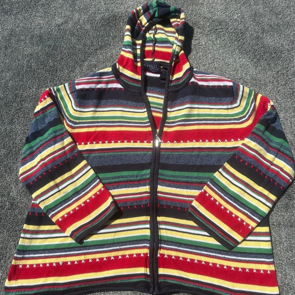 Crazy horse multicolor boxy zip hooded sweatshirt